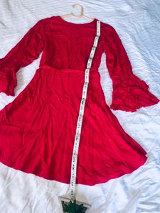 Red Ruffle Sleeve Dress
