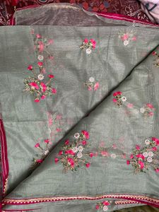 Elegant Embroidered Organza Saree