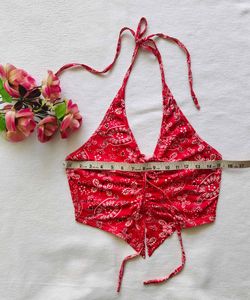 Shein : Red Paisley Halter Top