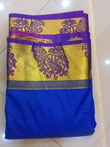 Blue Color Saree With Small Work All Oversaree