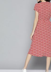 Floral Print Wrap Midi Dress