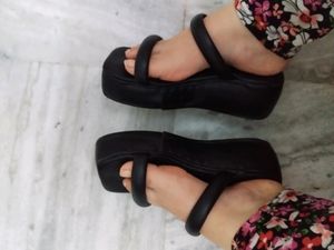 Black Square Toe Sandals