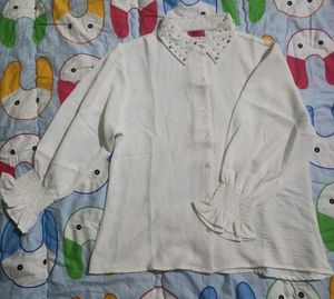 White Top with embellished collar