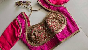 Hot Pink Embellished Indian Blouse