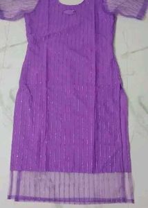 Purple Kurti with Unique Neckline