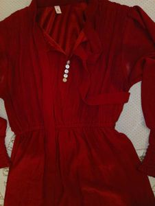 Red Bow Tie Blouse