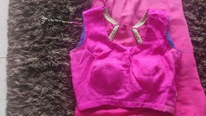 Elegant Double-Shade Pink Belt Sari – Ready to Wea