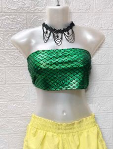 New Metallic Green Fish Scale Design Tube Top