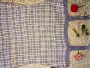 Lilac Plaid Knit Midi Dress