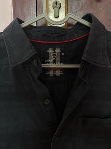 Men&#39;s Textured Black Casual Shirt | L