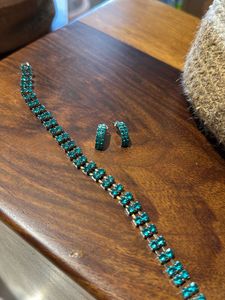 Green Stone Stud & Bracelet