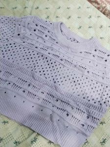 Lilac crochet Knit Crop top