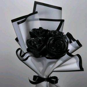 Ribbon Flower Bouquet In Black Colour,🖤