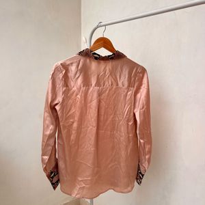 Vintage Pink Snake Trim Blouse