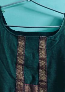 Emerald Green Kurti with Traditional Trim