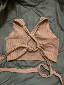 Brown Ribbed Tank Top