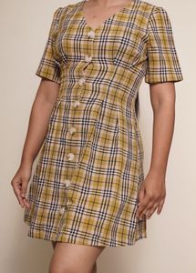 Plaid Button-Front Mini Dress