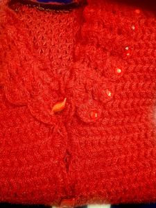 Cute Red Crochet Cardigan