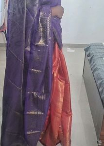 Red SAREE with Blue Pallu