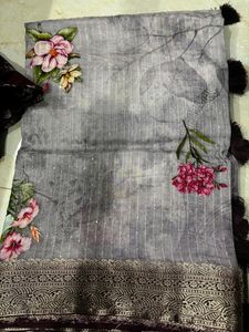 Pure Silk Lavendar New Saree With Blouse