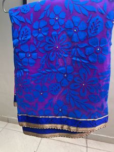 Stylish Net Saree In Multi Colour