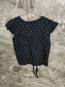 Black Crop Shirt with Front Tieup