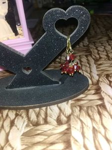 Red Beaded Dangle Earrings