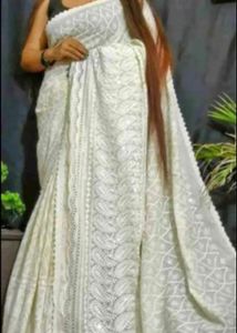 Full New Chikankari Saree With Sequence Work