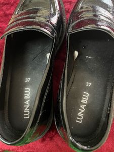 Luna Blu Black Patent Leather Loafers - Size 37