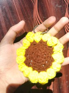 Sunflower Crochet Keychain