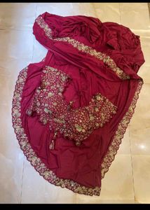 Elegant Maroon Embellished Saree