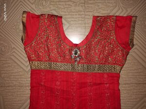 Coral Embellished Anarkali Dress
