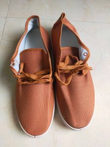 Rust Canvas Lace-Up Sneakers