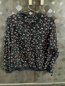 Daisy print Crop Top With satin Lace