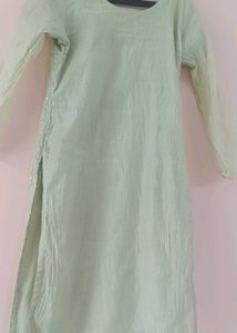 💚 Pastel Green Embroidered Kurti Set with Dupatta
