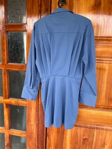 Blue Button-Down Mini Dress