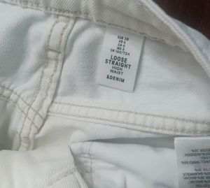 H&amp;M High Waist Straight Fit White Jeans