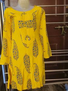 Yellow Printed Kurti