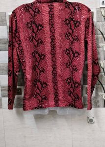 Red Animal Print Long Sleeve Top