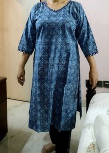 Navy Blue Dabbu Print - Kurta Salwar Set