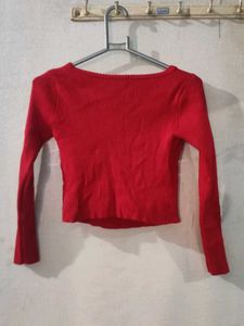 Red Square Neck Crop Top