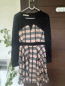 Plaid &amp; Lace Mini Dress