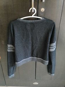 Grey Varsity Crop Top