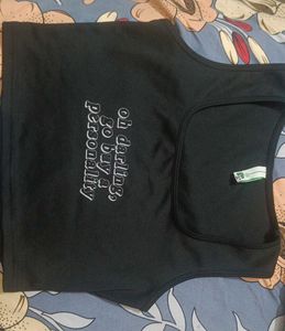 Black Graphic Crop Top