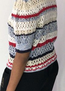 Striped Knit Cropped Sweater