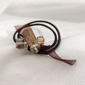 Korean Rubber Rich Crystal Brown Ribbon