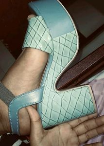 Aqua Blue Block Heel
