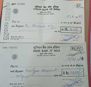 Very old Bank cheques