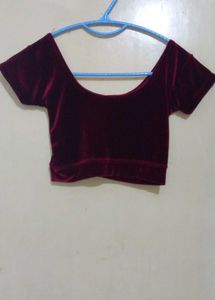 Burgundy Velvet Crop Top