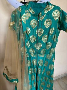 Beautiful Sea Green Gown With Dupatta